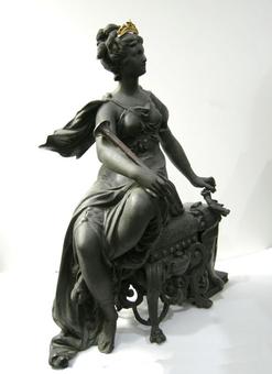 Rare Ansonia Clock Statue - 'Opera' - c. 1894 - Side View