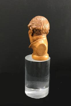 Antique Hand-Carved Wooden Cane/Walking Stick Figural Handle - Bust of a Man - View of the Left