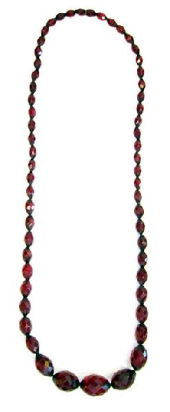Antique Graduated Faceted Cherry Amber Necklace - 1920's - 32.5 inches