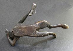 Old Bronze or Bronze-Washed Metal Figure of an Inebriated Satyr - Underneath View