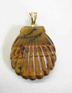 Vintage Tiger-eye Shell-form Pendant with Bale - Side 2