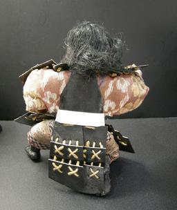 Antique Japanese Musha Retainer Doll - 9 1/2" - Rear View No Hat