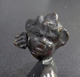 Old Bronze or Bronze-Washed Metal Figure of an Inebriated Satyr - Closeup of Face