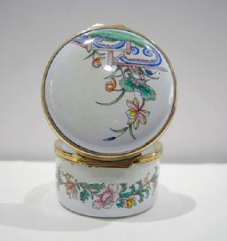 Vintage Staffordshire Enamel Asian Inspired Floral Trinket Box - Original Box and Documentation - Reverse View Open