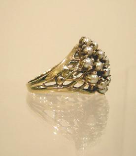 10K YG Pearl Cluster Ring Side View