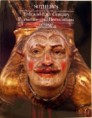 Sotheby's Auction Catalogue: 19th/20th c. Furniture & Decorations June 8, 1990