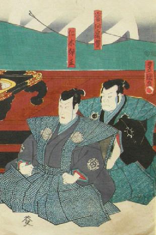 Original Japanese Woodblock Oban Actor Triptych- 1849- Kunisada Utagawa/Toyokuni III - Right Panel View