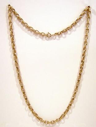 18K YG Double Oval Open Link Necklace