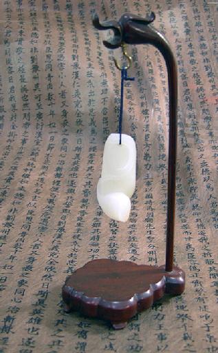 Antique Chinese White Jade Lotus Carving/Toggle