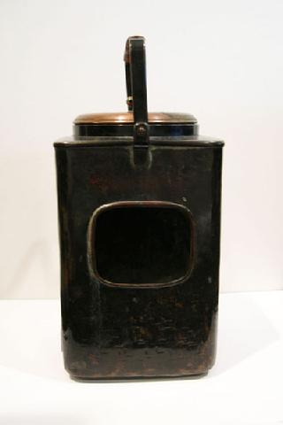 Antique Japanese Copper Mengei `Shoto� (Small Portable Stove) - Rear View