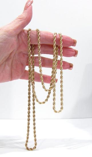 14K YG Rope Chain Necklace-3mm.- 52 g - Alternate View