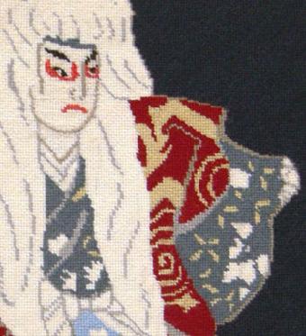 Shishimai (Lion Dancer) Needlepoint Closeup