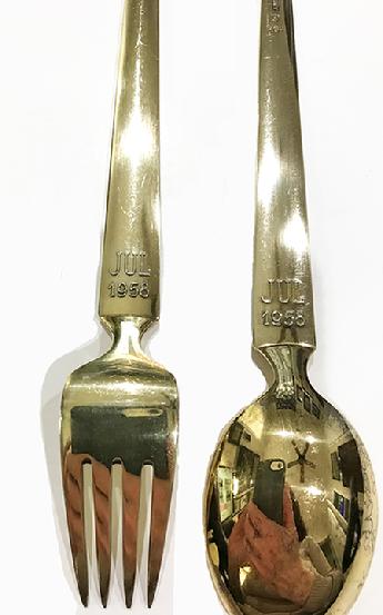 A. Michelsen Sterling Silver/Enamel Christmas Fork and Spoon-Wise Men From the East-1958- View of Date