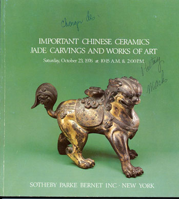 Sotheby-Parke Bernet Auction Catalogue Ceramics Jade WOA 1976 