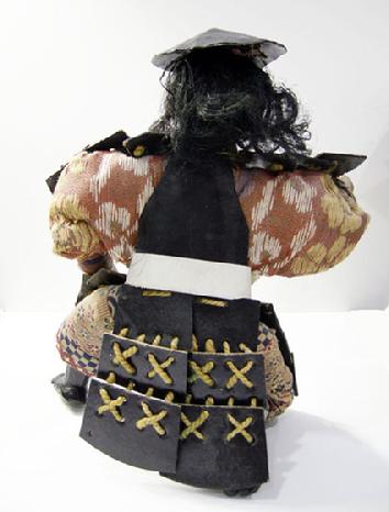 Antique Japanese Musha Retainer Doll - 9 1/2" - Rear View