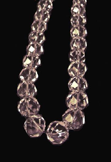 Long Rock Crystal Graduated and Faceted Necklace - 1920s - Closeup View