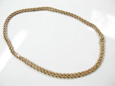 14K YG Rope Chain Necklace-3mm.- 52 g - Doubled View