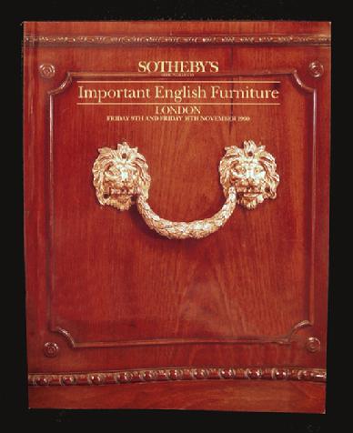 Sotheby Auction Catalogue: Important English Furniture - Nov., 1990 London