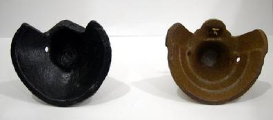 Two Miniature Japanese Kubutos (Helmets) - Interior View
