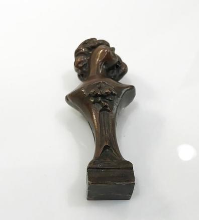 19th c. Art Nouveau Bronze Clad Figural Seal - Bust of a Woman - View of the Bottom