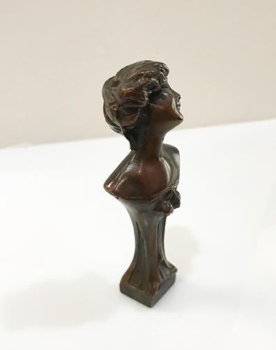 19th c. Art Nouveau Bronze Clad Figural Seal - Bust of a Woman -Side View