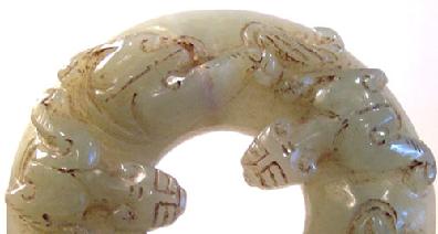 Carved Jade Qilong Bi - Closeup View