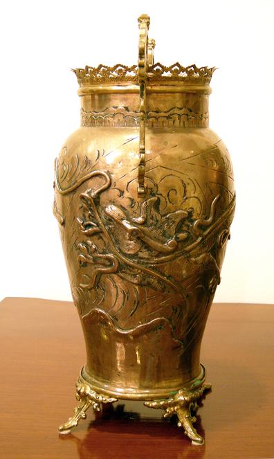 Important Pr. Japanese Moulded Brass Vases with French Ormolu/Bronze Mounts - 1800 - Alternate Side View