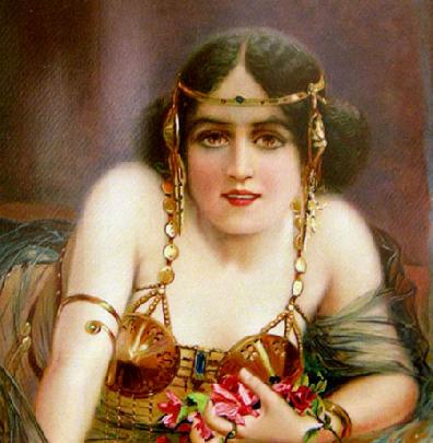 Antique Cleopatra Print Face Closeup