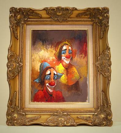 A. Fouquet Clown Portraits Oil Painting