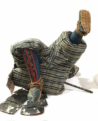 Large Antique Japanese Musha-e Retainer/ Standard Bearer Doll With Banner - View From the Bottom