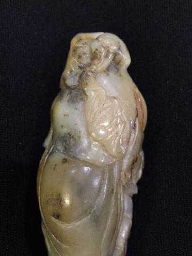 Large Antique Chinese Mottled Jade Figural Carving - View of the Bat