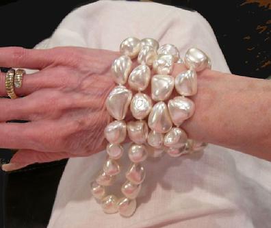Huge Vintage Southsea Keshi Pearl Necklace - 38" - View Showing True Size