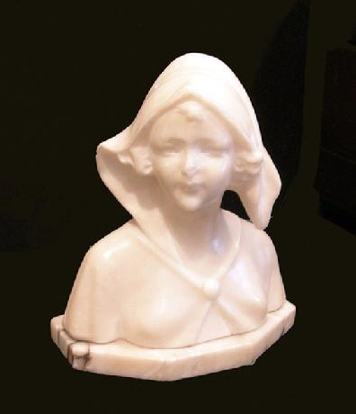 Antique White Marble Bust of a Woman 