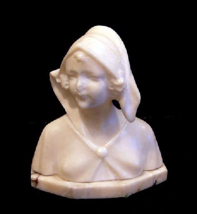 Antique White Marble Bust of a Woman