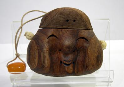 Antique Japanese Mingei (Folk Art) Mulberry Wood Tonkotsu (Tobacco Box) - Okame