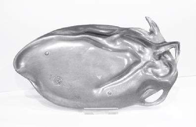 Art Nouveau Pewter Calling Card or JewelryTray with Reclining Nude - Reverse View