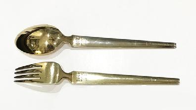 A. Michelsen Sterling Silver/Enamel Christmas Fork and Spoon-Wise Men From the East-1958- Reverse View
