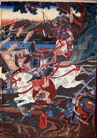 Japanese Woodblock Print Diptych -  Musha-e- Yoshitora - 1850-Right Panel 
