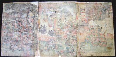 19th c. Japanese Musha-e (Warrior Print) Triptych by Yoshitora Reverse Side