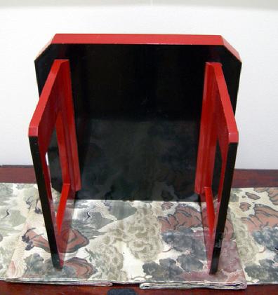Antique Japanese Red Lacquer Wood-Tray-Table ( Zen )- Late Meiji/early Taisho Period - Bottom View