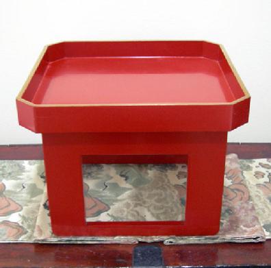 Antique Japanese Red Lacquer Wood-Tray-Table ( Zen )- Late Meiji/early Taisho Period - Right Side View