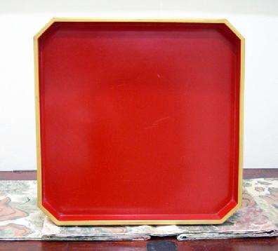 Antique Japanese Red Lacquer Wood-Tray-Table ( Zen )- Late Meiji/early Taisho Period - Top View