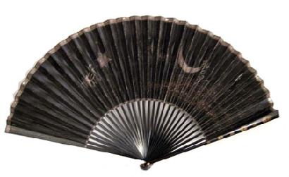 Antique Japanese Black Lacquered Fan Reverse