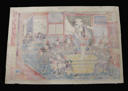 Japanese Woodblock Print o- Kuniteru- 1851-53- Kanedon Chushingura - Act 10