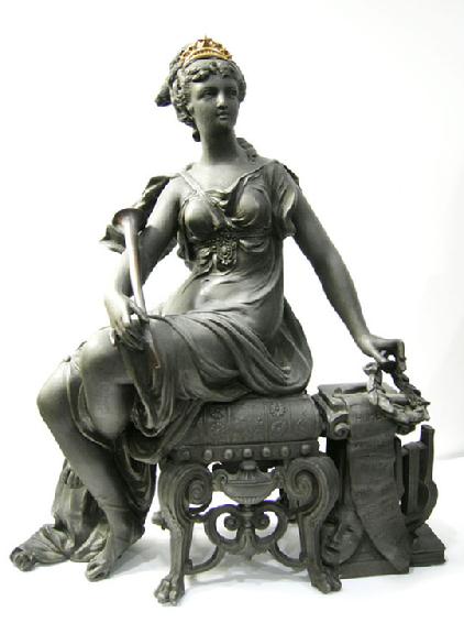 Rare Ansonia Clock Statue - 'Opera' - c. 1894 
