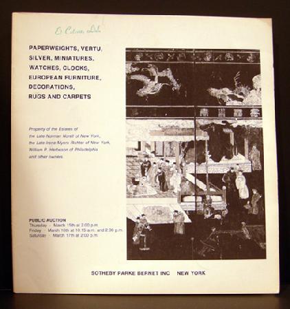 Sotheby Perke Bernet Auction Catalogue - Paperweights, Vertu, Clocks - New York March, 1973