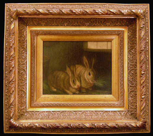 Oil Painting on Canvas of Two Rabbits