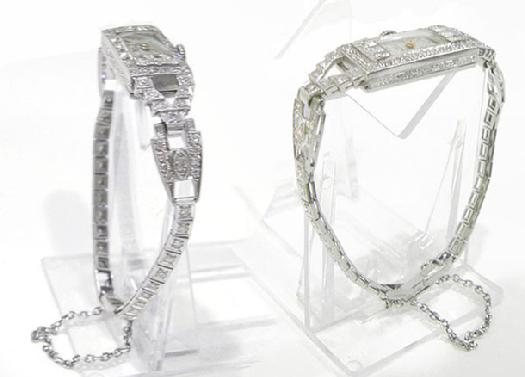 Ladies Art Deco Wakmann Platinum and Diamond Watch - Alternate Views