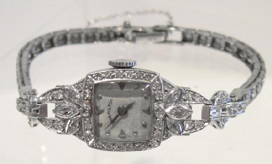 Vintage Ladies Diamond Hamilton Wristwatch - 1940's