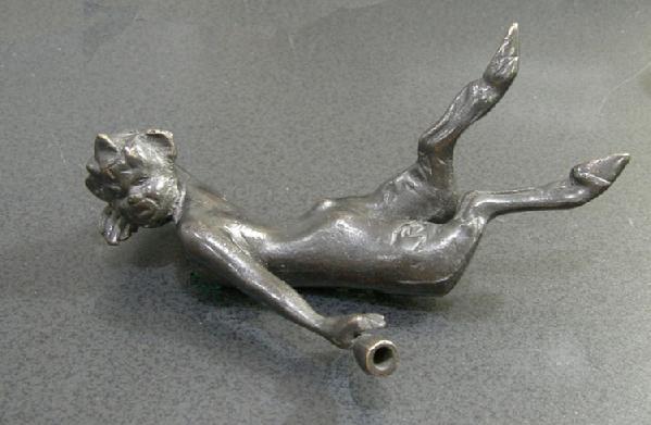 Old Bronze or Bronze-Washed Metal Figure of an Inebriated Satyr